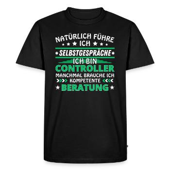 Je me parle à vous-même - Édition manette - T-shirt Premium bio Homme - noir - Devant - Nico (187cm)