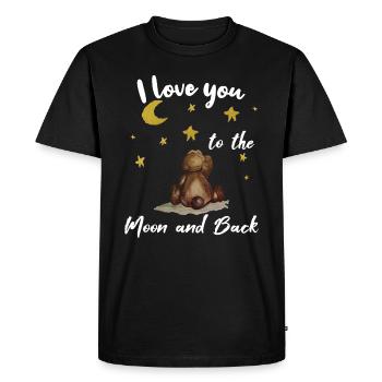 je t'aime à la lune et en arrière les petites étoiles d'ours - T-shirt Premium bio Homme - noir - Devant - Nico (187cm)