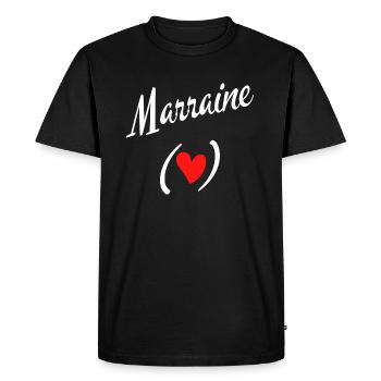 J'aime ma marraine - Petit Cœur - T-shirt Premium bio Homme - noir - Devant - Nico (187cm)