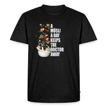 Muesli volant - T-shirt Premium bio Homme - noir - Devant - Nico (187cm)