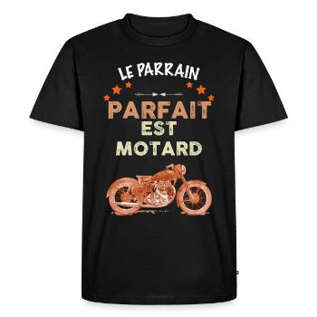Le Parrain Parfait Est Motard Cadeau Homme - T-shirt Premium bio Homme - noir - Devant - Nico (187cm)