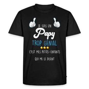 Papy Trop Génial C'est Mon Papi Idée Cadeau - T-shirt Premium bio Homme - noir - Devant - Nico (187cm)