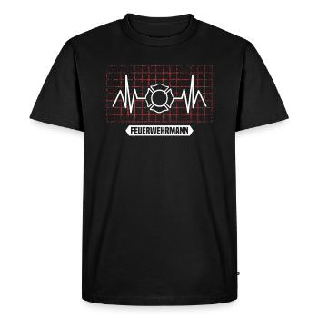 Feuerwehr Feuerwehrmann Herzschlag - Männer Premium Bio T-Shirt - Schwarz - Vorne - Nico (187cm)
