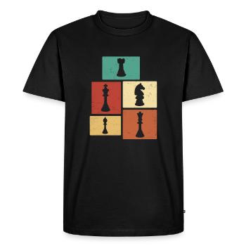 Pièces d’échecs Joueur d’échecs Joueur d’échecs Vintage - T-shirt Premium bio Homme - noir - Devant - Nico (187cm)