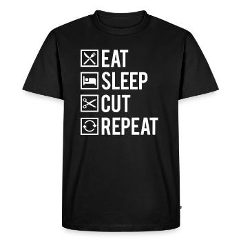 Eat Sleep Cut Repeat Blague Coiffeur Humour - T-shirt Premium bio Homme - noir - Devant - Nico (187cm)