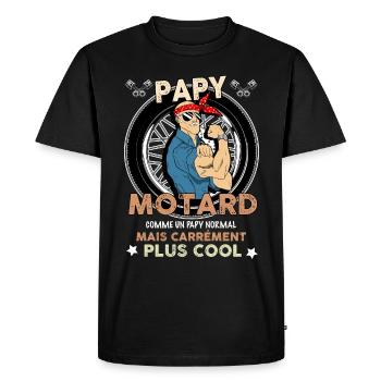 Le Papy Motard Le Plus Cool C'est Mon Papy - T-shirt Premium bio Homme - noir - Devant - Nico (187cm)