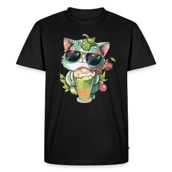 Tropical Cat: Le rêve d’un amoureux des chats - T-shirt Premium bio Homme - noir - Devant - Nico (187cm)