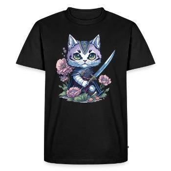 The ninja cat – unique and colorful - Men's Premium Organic T-Shirt - black - Front - Nico (187cm)
