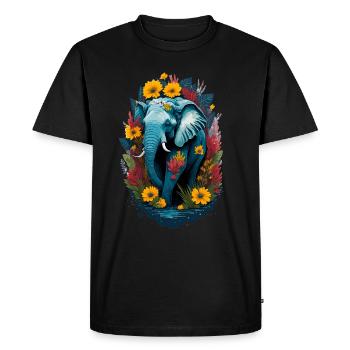 Éléphant mignon - T-shirt Premium bio Homme - noir - Devant - Nico (187cm)
