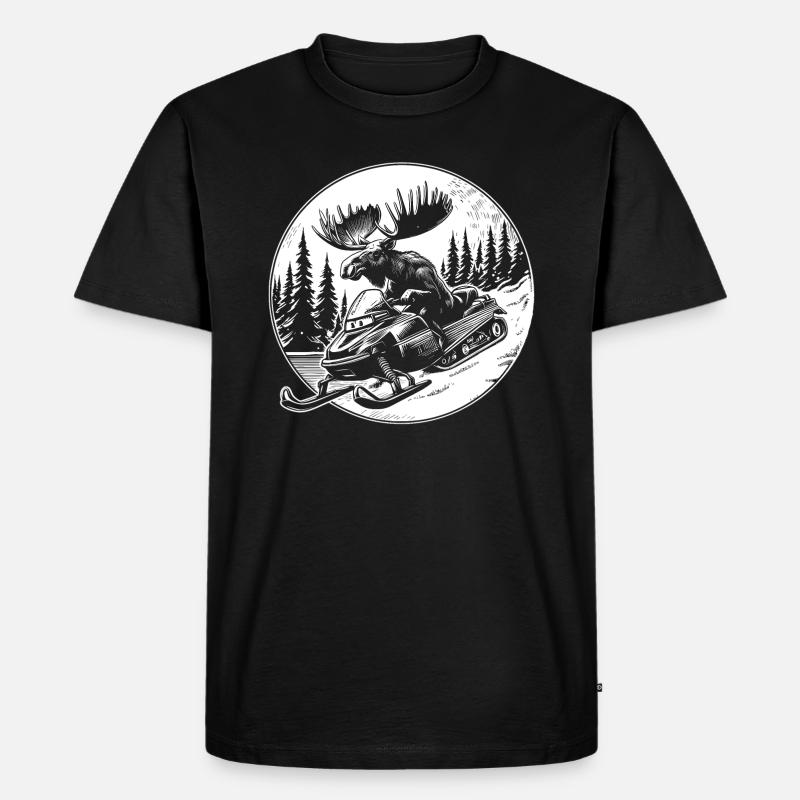 Moose on the snowmobile - Men's Premium Organic T-Shirt - black