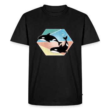 whale - Men's Premium Organic T-Shirt - black - Front - Nico (187cm)