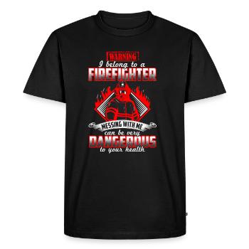 Femme, pompier, pompier, pompier, femme - T-shirt Premium bio Homme - noir - Devant - Nico (187cm)