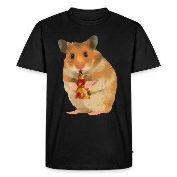 Hamster feeds pizza - Men's Premium Organic T-Shirt - black - Front - Nico (187cm)