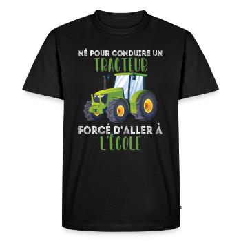 Humour d'agriculteur, Né pour conduire un tracteur - T-shirt Premium bio Homme - noir - Devant - Nico (187cm)