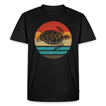 Tortue de mer vintage style rétro - T-shirt Premium bio Homme - noir - Devant - Nico (187cm)