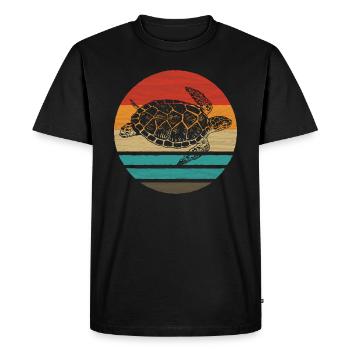 Tortue de mer vintage style rétro - T-shirt Premium bio Homme - noir - Devant - Nico (187cm)