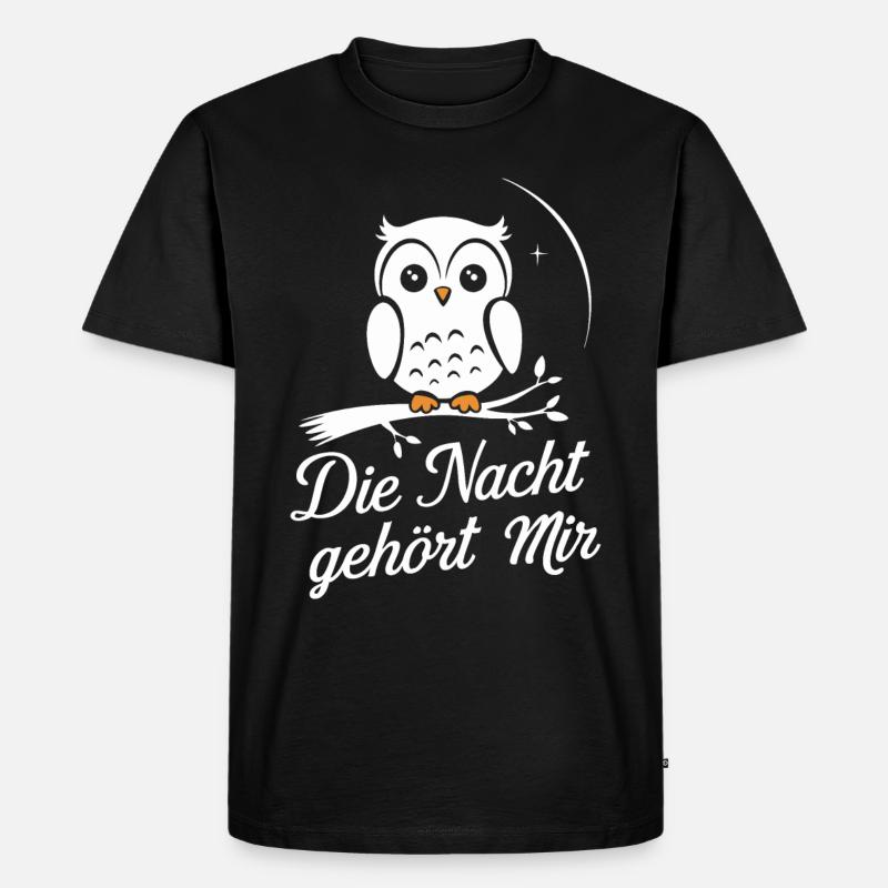 Nachteule Eule Eulen Vogel - Männer Premium Bio T-Shirt - Schwarz