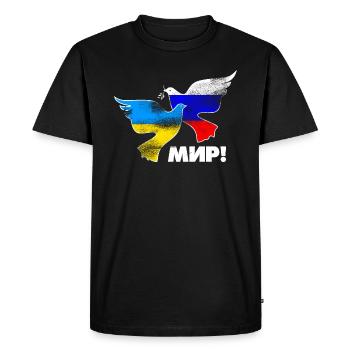 Paix - Ukraine Russie Colombes de la paix - T-shirt Premium bio Homme - noir - Devant - Nico (187cm)