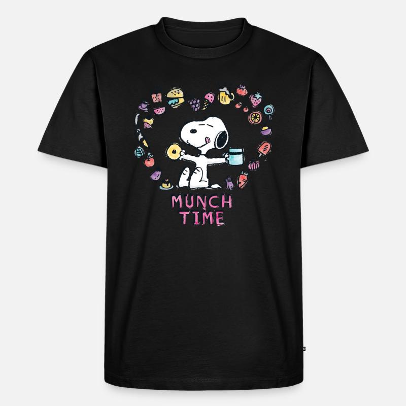 Peanuts Snoopy Munch Time - Männer Premium Bio T-Shirt - Schwarz