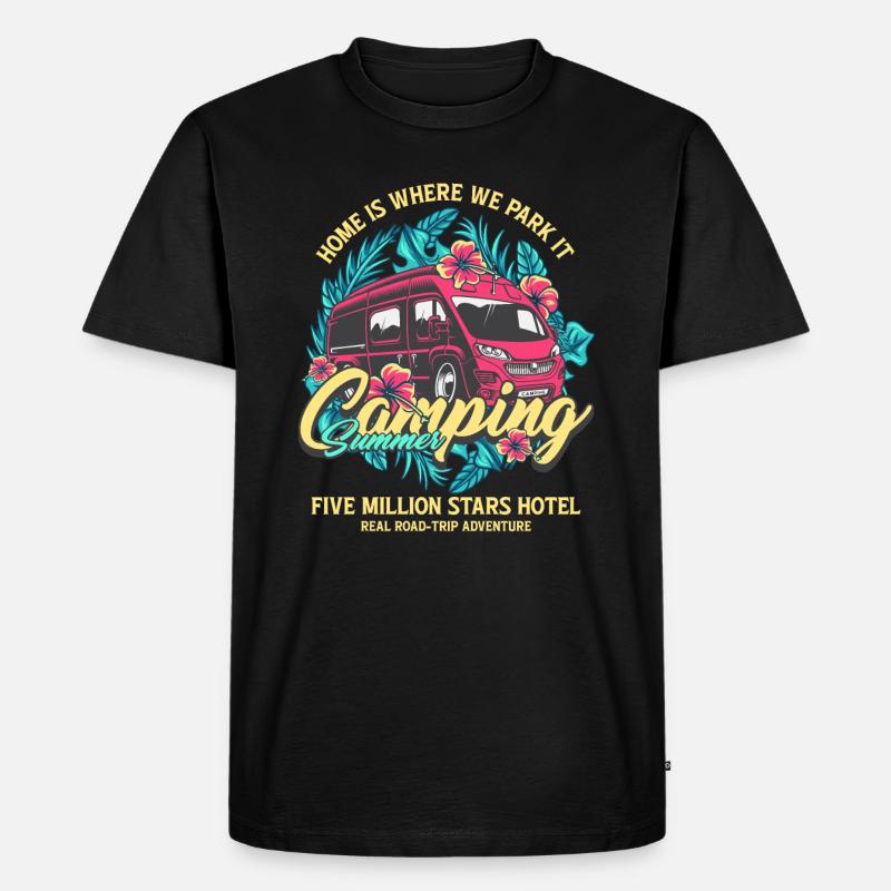 Camping Summer - Panel van - Men's Premium Organic T-Shirt - black