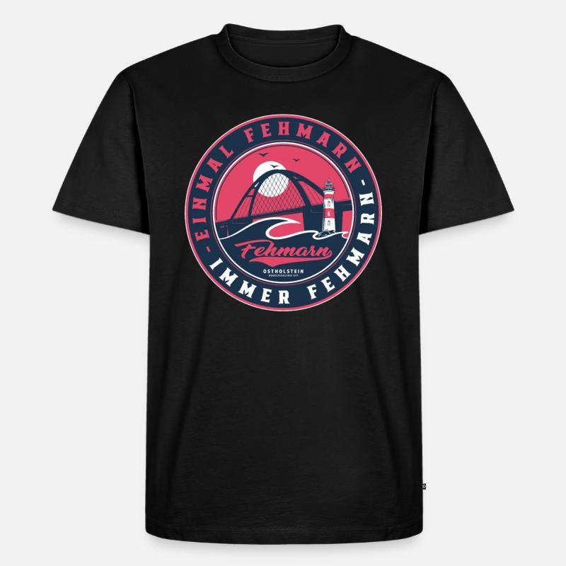 Fehmarn Badge Ostholstein - Männer Premium Bio T-Shirt - Schwarz