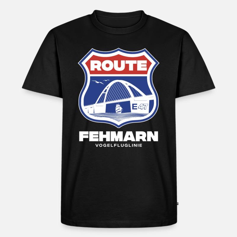 Fehmarn Route E47 - Männer Premium Bio T-Shirt - Schwarz