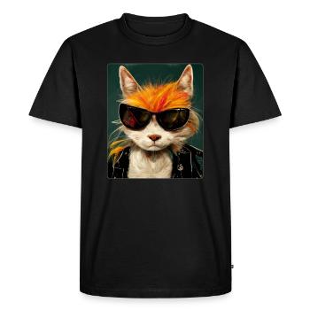 Cool Cat Star Cat avec lunettes de soleil - T-shirt Premium bio Homme - noir - Devant - Nico (187cm)