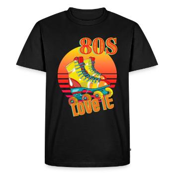 Patins à roulettes 80's Retro Vintage - T-shirt Premium bio Homme - noir - Devant - Nico (187cm)