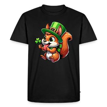 St. Patrick's Cheeky Squirrel - Men's Premium Organic T-Shirt - black - Front - Nico (187cm)