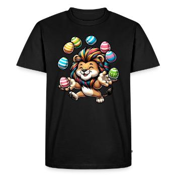 Jongleurs de Pâques, Lion et Rat - T-shirt Premium bio Homme - noir - Devant - Nico (187cm)