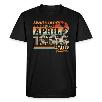 Les légendes sont nées en avril 1986 - T-shirt Premium bio Homme - noir - Devant - Nico (187cm)