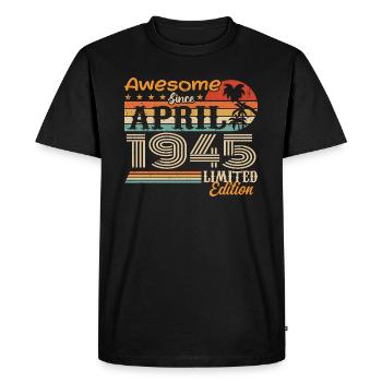 Les légendes sont nées en avril 1945 - T-shirt Premium bio Homme - noir - Devant - Nico (187cm)
