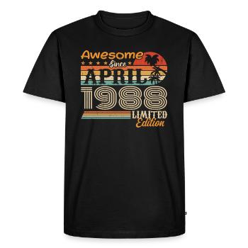 Les légendes sont nées en avril 1988 - T-shirt Premium bio Homme - noir - Devant - Nico (187cm)