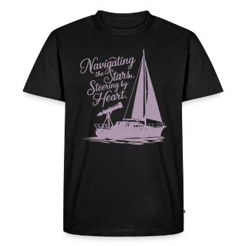 Sailing, Sailboat, Stars, Telescope - Men's Premium Organic T-Shirt - black - Front - Nico (187cm)