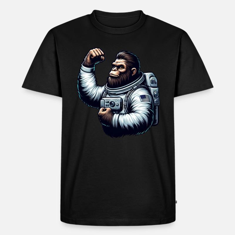 Astronaut Affe Schimpanse Gorilla - Männer Premium Bio T-Shirt - Schwarz