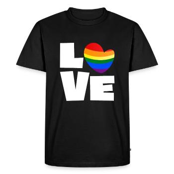 LGBT Gay Pride Coeur Heart Arc-en-ciel Amour Amour - T-shirt Premium bio Homme - noir - Devant - Nico (187cm)