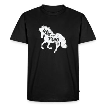 Cheval "sauvage et libre" - T-shirt Premium bio Homme - noir - Devant - Nico (187cm)