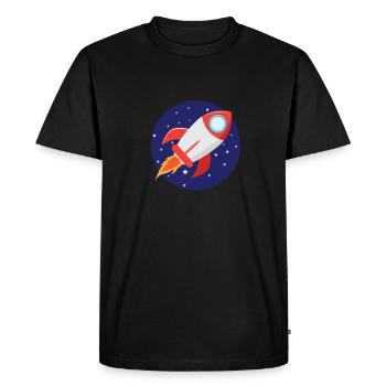Fusée avec étoiles - T-shirt Premium bio Homme - noir - Devant - Nico (187cm)