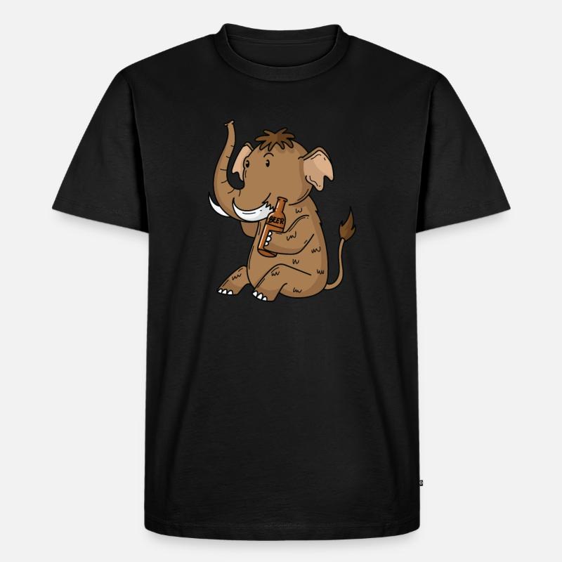 Mammut mit einem Bier - Männer Premium Bio T-Shirt - Schwarz