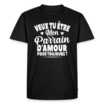 Veux Tu Être Mon Parrain D'amour Annonce Grossesse - T-shirt Premium bio Homme - noir - Devant - Nico (187cm)