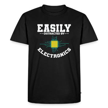 Easily Distracted By Electronics Profession - Men's Premium Organic T-Shirt - black - Front - Nico (187cm)