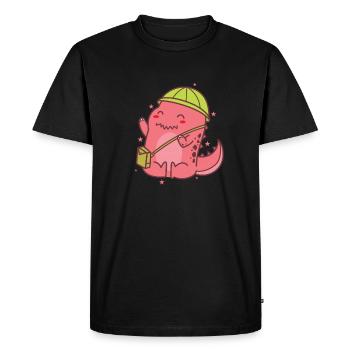 Dino with Handbag Dinosaur Age - Men's Premium Organic T-Shirt - black - Front - Nico (187cm)