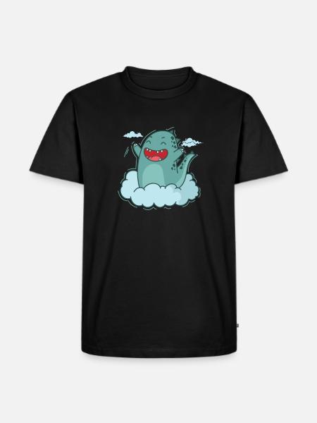 Dino i et cloud dinosaur reptil - Herre Premium økologisk T-shirt - sort
