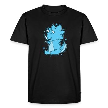 le petit Dino Triceratops est heureux - T-shirt Premium bio Homme - noir - Devant - Nico (187cm)