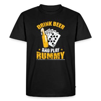 Buvez de la bière et jouez au jeu de cartes Rummy Romme - T-shirt Premium bio Homme - noir - Devant - Nico (187cm)