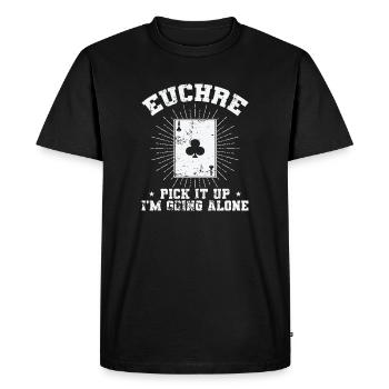 Euchre Pick it up Je vais seul jeu de cartes - T-shirt Premium bio Homme - noir - Devant - Nico (187cm)