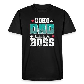 Doko Dad Like a Boss Card Game Hobby - Men's Premium Organic T-Shirt - black - Front - Nico (187cm)