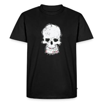Crâne avec skat de cartes ou jeu de cartes de poker - T-shirt Premium bio Homme - noir - Devant - Nico (187cm)