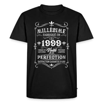 Cadeau D'anniversaire Millésime Fabriqué En 1999 - T-shirt Premium bio Homme - noir - Devant - Nico (187cm)