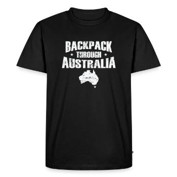 Sac à dos à travers l’aventure en Australie - T-shirt Premium bio Homme - noir - Devant - Nico (187cm)